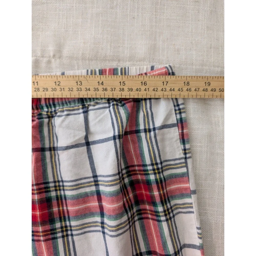 Wondershop Pajama Set Womens XL White & Red Plaid Long Sleeve 100% Cotton